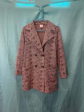 Cabi Black and White Herringbone Double Breasted Tweed Coat - Size XXS